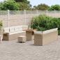 Preview: 11-teiliges Garten Sofa Set mit Kissen Beige Poly Rattan Akazie, 3-teiliges Garten Esszimmer Set mit Kissen Beige Poly Rattan Akazie
