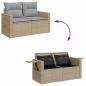 Preview: 11-teiliges Garten-Sofa-Set mit Kissen Beige Poly Rattan Akazie, 3-teiliges Garten-Ess-Set mit Kissen Beige Poly Rattan Akazie