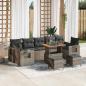 Preview: ARDEBO.de - 10-teiliges Garten Sofa Set mit Kissen Graues Poly Rattan Akazie, 3-teiliges Garten Essset mit Kissen Graues Poly Rattan Akazie