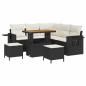 Preview: 8-teiliges Garten Sofa Set mit Kissen Schwarz Poly Rattan Akazie, 3-teiliges Garten Essenset mit Kissen Schwarz Poly Rattan Akazie