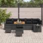 Preview: 9-teiliges Garten-Sofaset mit Kissen Schwarz Poly-Rattan Akazie, 3-teiliges Garten-Ess-Set mit Kissen Schwarz Poly-Rattan Akazie