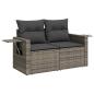 Preview: 9-teiliges Garten-Sofa-Set mit Kissen Grau Poly-Rattan Akazie, 3-teiliges Garten-Ess-Set mit Kissen Grau Poly-Rattan Akazie