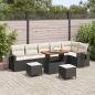 Preview: ARDEBO.de - 9-teiliges Garten Sofa Set mit Kissen Schwarz Poly Rattan Akazie, 3-teiliges Garten Essset mit Kissen Schwarz Poly Rattan Akazie