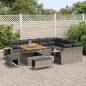 Preview: 12-teiliges Garten-Sofa-Set mit Kissen Grau Poly Rattan Akazie, 3-teiliges Garten-Dining-Set mit Kissen Grau Poly Rattan Akazie