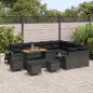 Preview: ARDEBO.de - 13-teiliges Garten Sofa Set mit Kissen Schwarz Poly Rattan Akazie, 4-teiliges Garten Esstisch Set mit Kissen Schwarz Poly Rattan Akazie