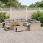 Preview: 13-teiliges Garten Sofa Set mit Kissen Beige Poly Rattan Akazie, 3-teiliges Garten Essenset mit Kissen Beige Poly Rattan Akazie