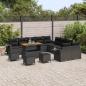 Preview: 14-teilige Garten-Sofa-Set mit Kissen Schwarz Poly-Rattan Akazie, 4-teiliges Garten-Esstisch-Set mit Kissen Schwarz Poly-Rattan Akazie