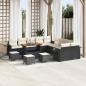 Preview: ARDEBO.de - 14-teiliges Garten Sofa Set mit Kissen Schwarz Poly Rattan Akazie, 4-teiliges Garten Essset mit Kissen Schwarz Poly Rattan Akazie