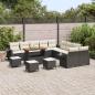 Preview: 14-teiliges Garten Sofa Set mit Kissen Schwarz Poly Rattan Akazie, 4-teiliges Garten Essset mit Kissen Schwarz Poly Rattan Akazie
