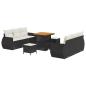 Preview: 9-teiliges Garten Sofa Set mit Kissen Schwarz Poly Rattan Akazie, 3-teiliges Garten Essset mit Kissen Schwarz Poly Rattan Akazie