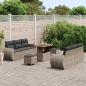 Preview: 9-teilige Garten Sofa Set mit Kissen Grau Poly Rattan Akazie, 3-teilige Garten Essgruppe mit Kissen Grau Poly Rattan Akazie