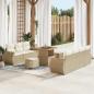 Preview: ARDEBO.de - 10-teiliges Garten Sofa Set mit Kissen Beige Poly Rattan Akazie, 3-teiliges Garten Esszimmer Set mit Kissen Beige Poly Rattan Akazie