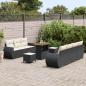 Preview: 10-teiliges Garten-Sofa-Set mit Kissen Schwarz Poly-Rattan Akazie, 3-teiliges Garten-Ess-Set mit Kissen Schwarz Poly-Rattan Akazie