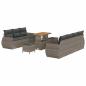 Preview: ARDEBO.de - 10-teiliges Garten-Sofa-Set mit Kissen Grau Poly Rattan Akazie, 3-teiliges Garten-Esszimmer-Set mit Kissen Grau Poly Rattan Akazie
