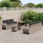 Preview: 10-teiliges Garten-Sofa-Set mit Kissen Grau Poly Rattan Akazie, 3-teiliges Garten-Esszimmer-Set mit Kissen Grau Poly Rattan Akazie