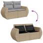 Preview: 10-teiliges Garten-Sofa-Set mit Kissen Beige Poly-Rattan Akazie, 4-teiliges Garten-Ess-Set mit Kissen Beige Poly-Rattan Akazie