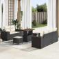 Preview: ARDEBO.de - 8-teiliges Garten-Sofa-Set mit Kissen Schwarz Poly-Rattan Akazie, 3-teiliges Garten-Dining-Set mit Kissen Schwarz Poly-Rattan Akazie