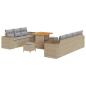 Preview: 10-teiliges Garten-Sofa-Set mit Kissen Beige Poly-Rattan Akazie, 3-teiliges Garten-Ess-Set mit Kissen Beige Poly-Rattan Akazie
