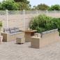 Preview: 10-teiliges Garten-Sofa-Set mit Kissen Beige Poly-Rattan Akazie, 3-teiliges Garten-Ess-Set mit Kissen Beige Poly-Rattan Akazie