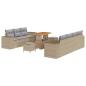 Preview: Gartensofa-set mit Kissen 10 pcs Beige und Hellgrau Poly Rattan