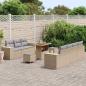 Preview: Gartensofa-set mit Kissen 10 pcs Beige und Hellgrau Poly Rattan