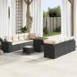 Preview: ARDEBO.de - Gartensofa-set mit Kissen 11 pcs Schwarz und Creme Poly-Rattan