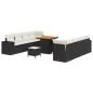 Preview: Gartensofa-set mit Kissen 11 pcs Schwarz und Creme Poly-Rattan