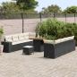 Preview: Gartensofa-set mit Kissen 11 pcs Schwarz und Creme Poly-Rattan