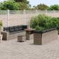 Preview: 11-teiliges Garten Sofa Set mit Kissen graues Poly Rattan Akazie, 3-teiliges Garten Esszimmer Set mit Kissen graues Poly Rattan Akazie
