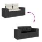 Preview: 11-teiliges Garten Sofa Set mit Kissen, schwarzes Poly Rattan, Akazie, 3-teiliges Garten Essset mit Kissen, schwarzes Poly Rattan, Akazie