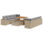Preview: Gartensofa-set mit Kissen 11 pcs Beige und Hellgrau Poly-Rattan