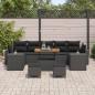 Preview: 10-teiliges Garten-Sofaset mit Kissen Schwarzes Poly-Rattan Akazie, 3-teiliges Garten-Essset mit Kissen Schwarzes Poly-Rattan Akazie