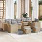 Preview: ARDEBO.de - 10-teiliges Garten Sofa Set mit Kissen Beige Poly Rattan Akazie, 3-teiliges Garten Essenset mit Kissen Beige Poly Rattan Akazie