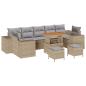 Preview: 10-teiliges Garten Sofa Set mit Kissen Beige Poly Rattan Akazie, 3-teiliges Garten Essenset mit Kissen Beige Poly Rattan Akazie