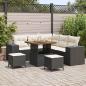 Preview: ARDEBO.de - 8-teiliges Garten Sofa Set mit Kissen Schwarz Poly Rattan Akazie, 3-teiliges Garten Esszimmer Set mit Kissen Schwarz Poly Rattan Akazie