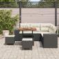 Preview: 8-teiliges Garten Sofa Set mit Kissen Schwarz Poly Rattan Akazie, 3-teiliges Garten Esszimmer Set mit Kissen Schwarz Poly Rattan Akazie