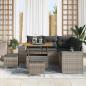 Preview: 8-teiliges Garten Sofa Set mit Kissen Grau Poly Rattan Akazie, 3-teiliges Garten Essset mit Kissen Grau Poly Rattan Akazie