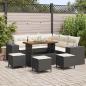 Preview: ARDEBO.de - 9-teiliges Garten Sofa Set mit Kissen Schwarz Poly Rattan Akazie, 4-teiliges Garten Essset mit Kissen Schwarz Poly Rattan Akazie