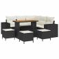 Preview: 9-teiliges Garten Sofa Set mit Kissen Schwarz Poly Rattan Akazie, 4-teiliges Garten Essset mit Kissen Schwarz Poly Rattan Akazie