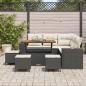 Preview: 9-teiliges Garten Sofa Set mit Kissen Schwarz Poly Rattan Akazie, 4-teiliges Garten Essset mit Kissen Schwarz Poly Rattan Akazie