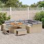Preview: 12-teiliges Garten Sofa Set mit Kissen Beige Poly Rattan Akazie, 3-teiliges Garten Essgruppe mit Kissen Beige Poly Rattan Akazie