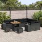 Preview: 12-teiliges Garten Sofa Set mit Kissen Schwarz Poly Rattan Akazie, 3-teiliges Garten Essset mit Kissen Schwarz Poly Rattan Akazie