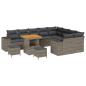 Preview: 12-teiliges Garten-Sofa-Set mit Kissen Grau Poly Rattan Akazie, 3-teiliges Garten-Ess-Set mit Kissen Grau Poly Rattan Akazie