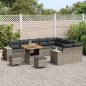 Preview: 12-teiliges Garten-Sofa-Set mit Kissen Grau Poly Rattan Akazie, 3-teiliges Garten-Ess-Set mit Kissen Grau Poly Rattan Akazie