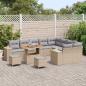 Preview: 12-teiliges Garten Sofaset mit Kissen Beige Poly Rattan Akazie, 3-teiliges Garten Essset mit Kissen Beige Poly Rattan Akazie