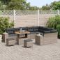 Preview: 12-teiliges Garten-Sofa-Set mit Kissen Grau Poly-Rattan Akazie, 3-teiliges Garten-Ess-Set mit Kissen Grau Poly-Rattan Akazie