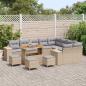 Preview: 13-teiliges Garten-Sofa-Set mit Kissen Beige Poly Rattan Akazie, 4-teiliges Garten-Dining-Set mit Kissen Beige Poly Rattan Akazie
