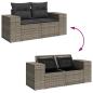Preview: 13-teiliges Garten Sofa Set mit Kissen Grau Poly Rattan Akazie, 4-teiliges Garten Esszimmer Set mit Kissen Grau Poly Rattan Akazie