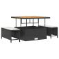 Preview: 13-teiliges Garten-Sofa-Set mit Kissen Schwarz Poly Rattan Akazie, 3-teiliges Garten-Ess-Set mit Kissen Schwarz Poly Rattan Akazie