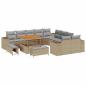 Preview: 13-teiliges Garten-Sofa-Set mit Kissen Beige Poly Rattan Akazie, 3-teiliges Garten-Ess-Set mit Kissen Beige Poly Rattan Akazie